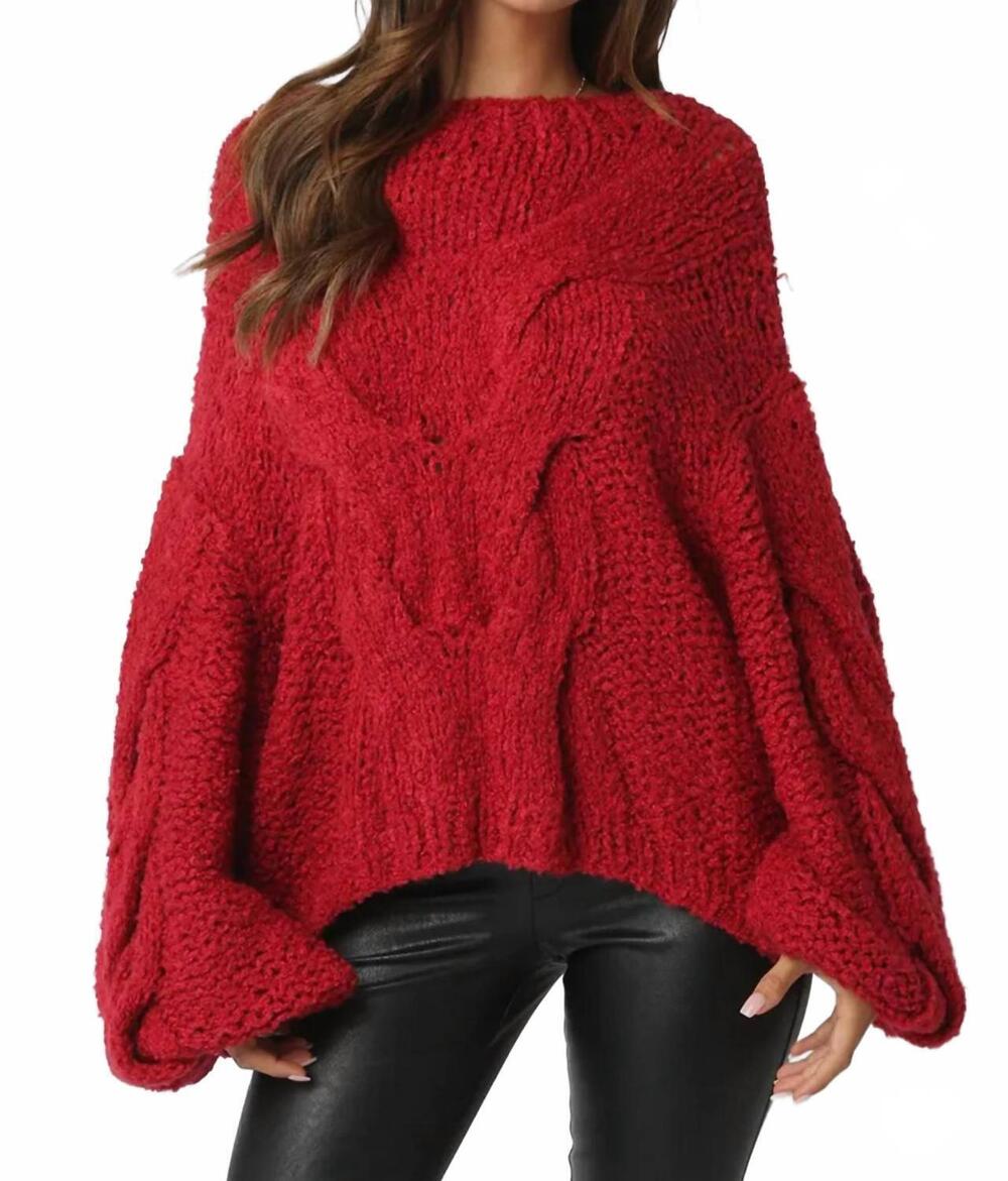 NEW OLIVACEOUS jamie braided sweater in red